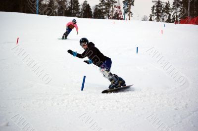 snowboarder slalom moving