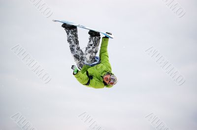 snowboarder twist jumping