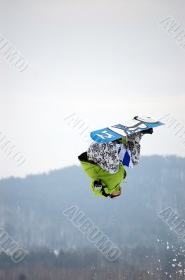 snowboarder twist jumping