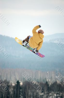 snowboarder twist jumping