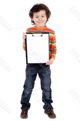 Small boy with clipboard