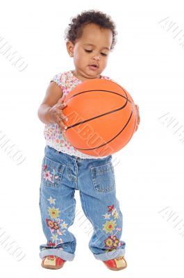 Baby whit basketball