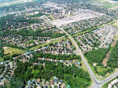 Aerial view of residential area