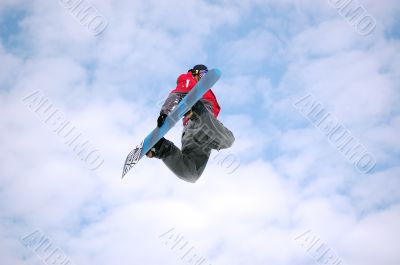 snowboarder twist jumping
