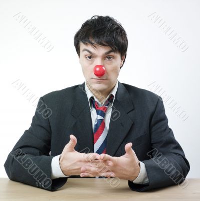 Businessman with red nose