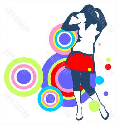 woman and abstract pattern