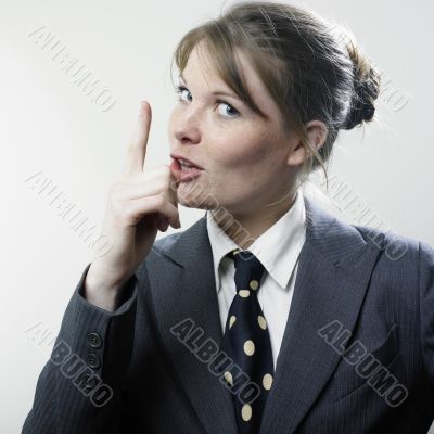 Businesswoman exhorting