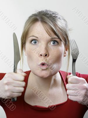 Woman eager to eat