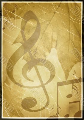Background in retro - style, with musical symbols