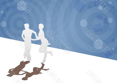Background with a silhouette of the dancing pair