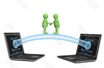 Two 3d persons-puppets, met in the Internet