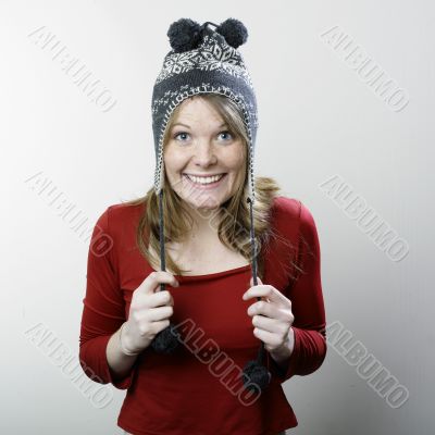 Smiling woman with cap