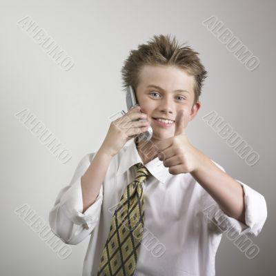 Boy giving thumb up