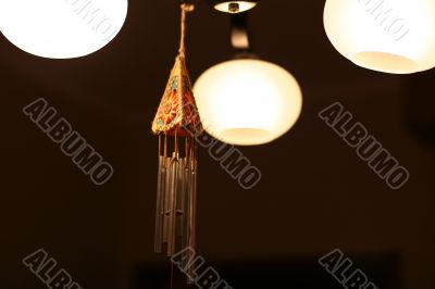 wind chimes and chandelier