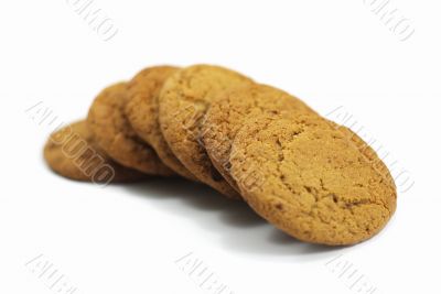 oatmeal cookies isolated on white with shadows