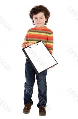 Small boy with clipboard