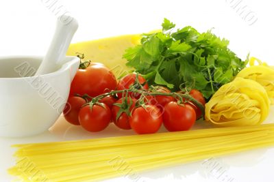 fresh raw ingredients for making pasta