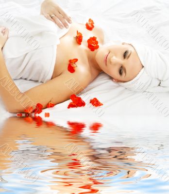 red petals spa with water