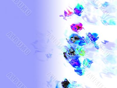 Abstract coloured glass shapes