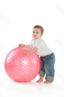 Boy with a fitness ball