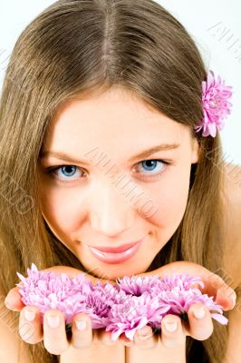 Girl with flowers