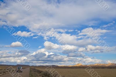 Driving under the cloudy sky