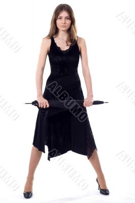 standing lady with umbrella