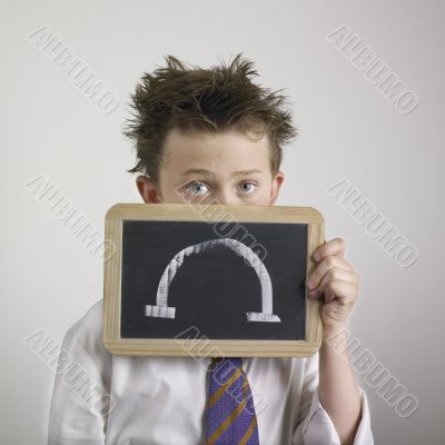 Boy with blackboard