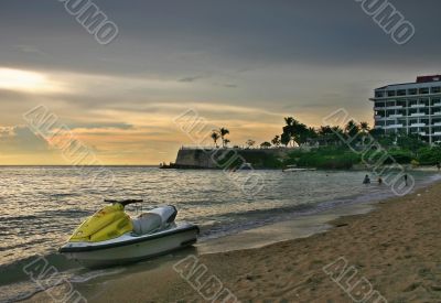 Thailand Beach at Sunset with Jetski