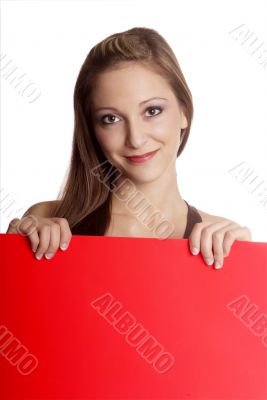 woman with empty poster
