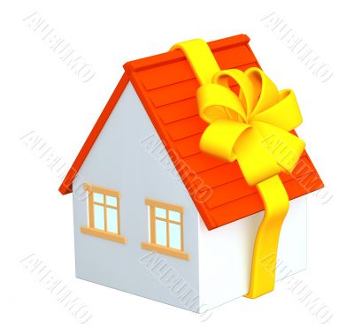 3d house - gift, wrapping a tape