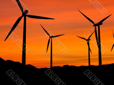 Wind turbines in sunset 1
