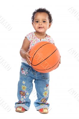 Baby whit basketball