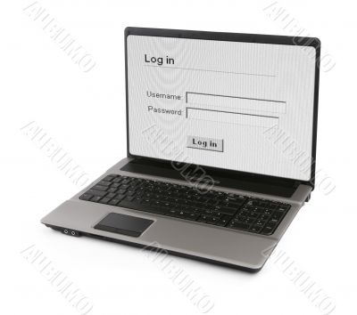 notebook with log in screen