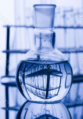 Blue chemistry vials