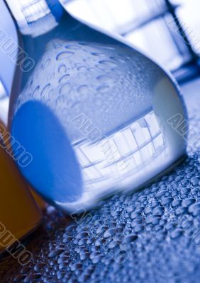 Blue chemistry vials