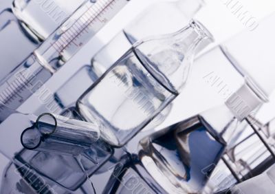 Blue chemistry vials