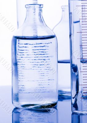Blue chemistry vials