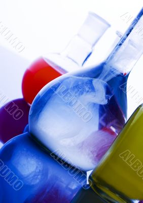 Blue chemistry vials
