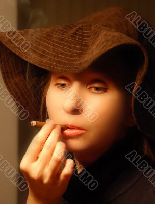 attractive smoking woman