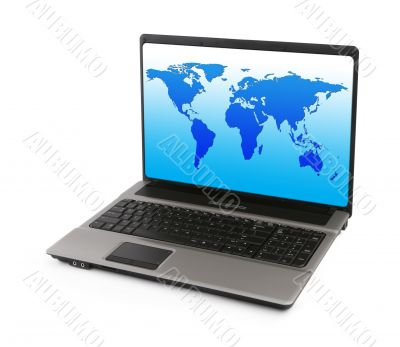 notebook with world map