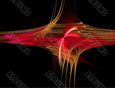 Abstract Red and Orange Cross on Black