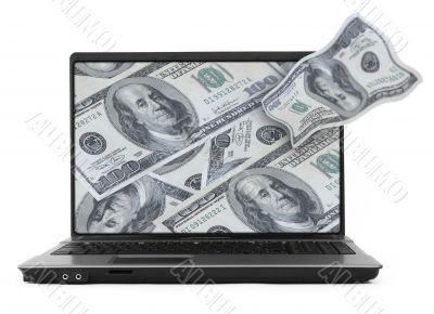 notebook with dollar background