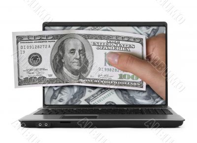notebook with dollars