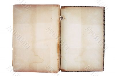 Old book open on both blank pages.