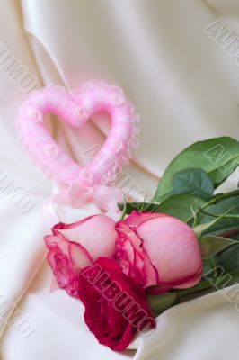pink heart and roses