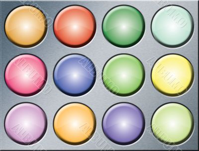 Colored buttons/lights on a metal background