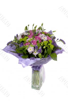 Bouquet from roses and chrysanthemums