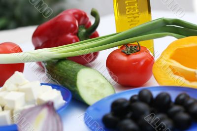 Multi-coloured vegetables for salad