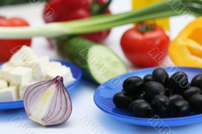 Multi-coloured vegetables for salad
